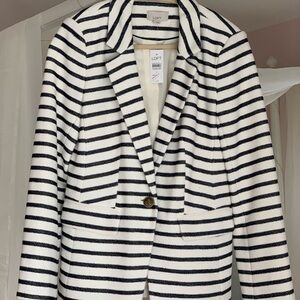 Chic Women's Navy and White Striped Blazer